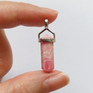 Pink Rhodochrosite Double Terminated Point Pendant set in 925 Sterling Silver Healing Crystal One Pendant G9243 image 2