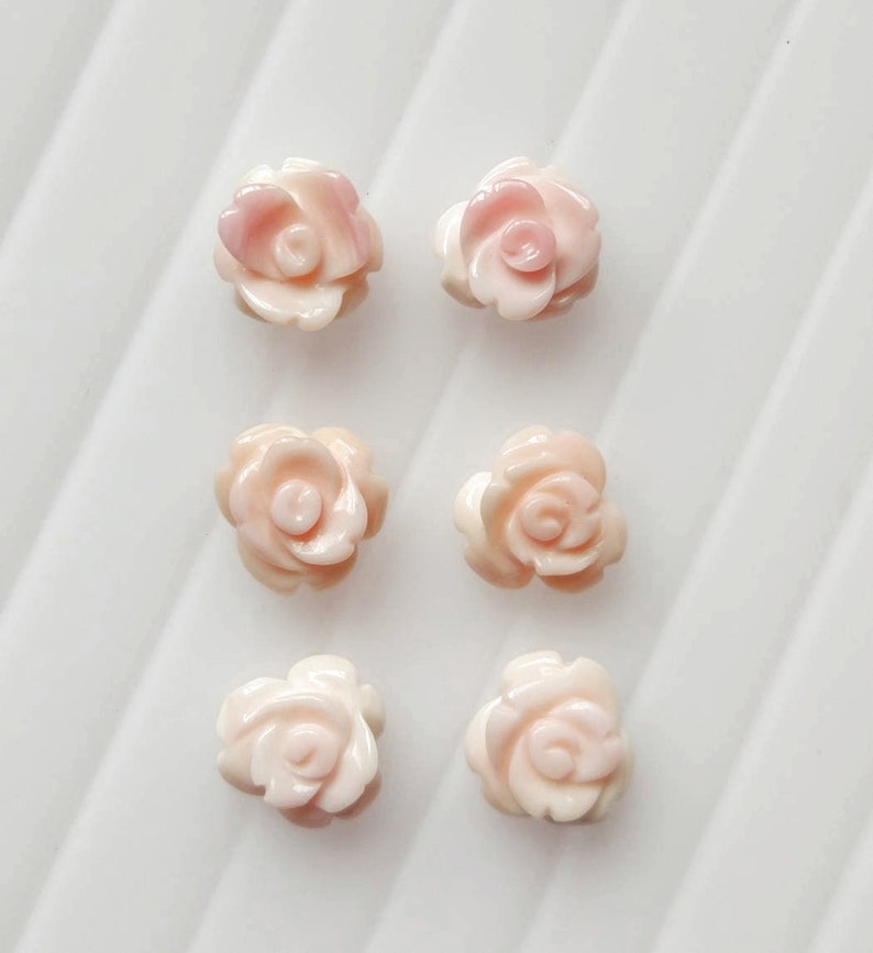 Conch Shell Roses Queen Conch Shell Carved Half Drilled Rose for Stud Earrings 10 Mm ...