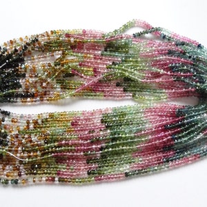 AAA Grade Multicolor Tourmaline Faceted Rondelle Button Wheels 3.5 mm HALF strand J2771 image 2