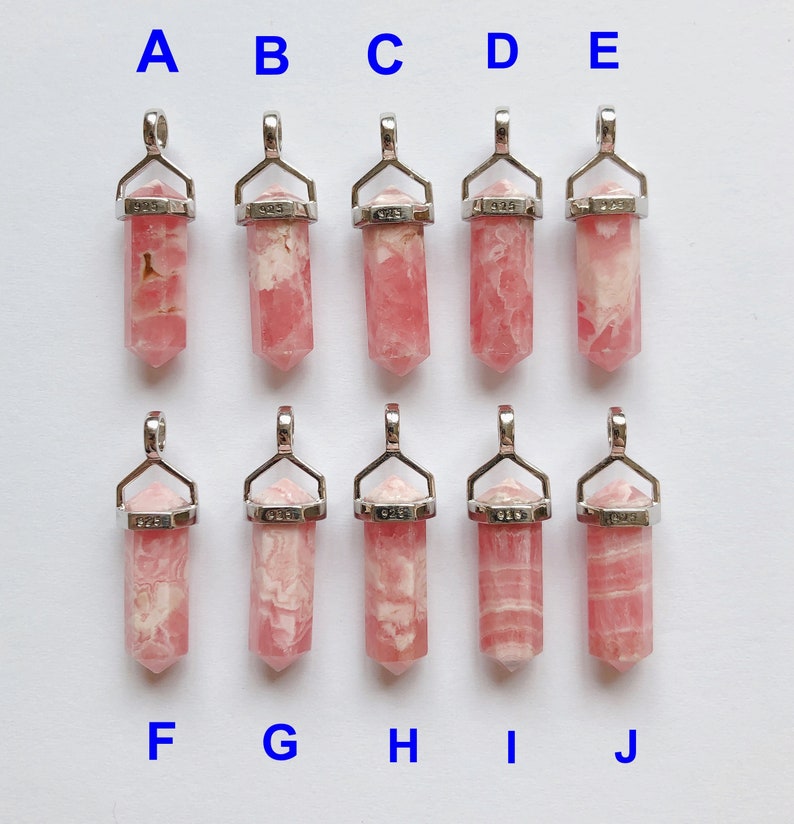 Pink Rhodochrosite Double Terminated Point Pendant set in 925 Sterling Silver Healing Crystal One Pendant G9243 image 6