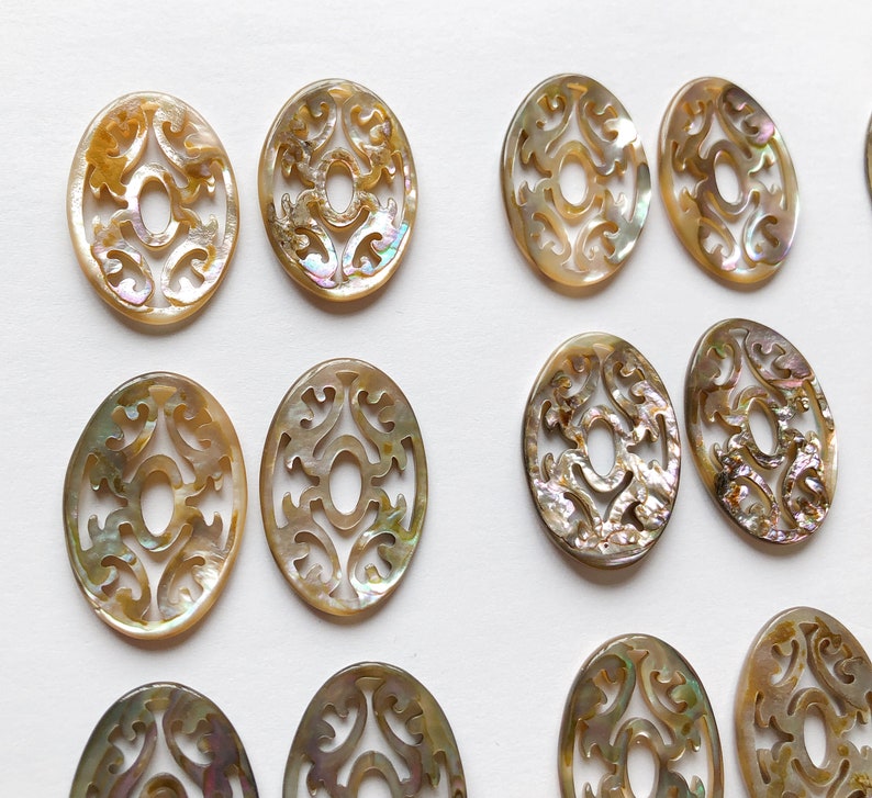 Abalone Shell Carved Filigree Ovals 20x30 Mm One Pair C8438 - Etsy