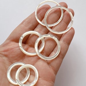 Pearly White Mother of Pearl MOP Shell Smooth Thin Rings  20 mm, 25 mm or 30 mm One Pair C5233