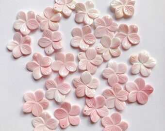 Pink Queen Conch Shell Carved Five Petal Plumeria Flower Pendant