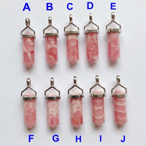 Pink Rhodochrosite Double Terminated Point Pendant set in 925 Sterling Silver Healing Crystal One Pendant G9243 image 3