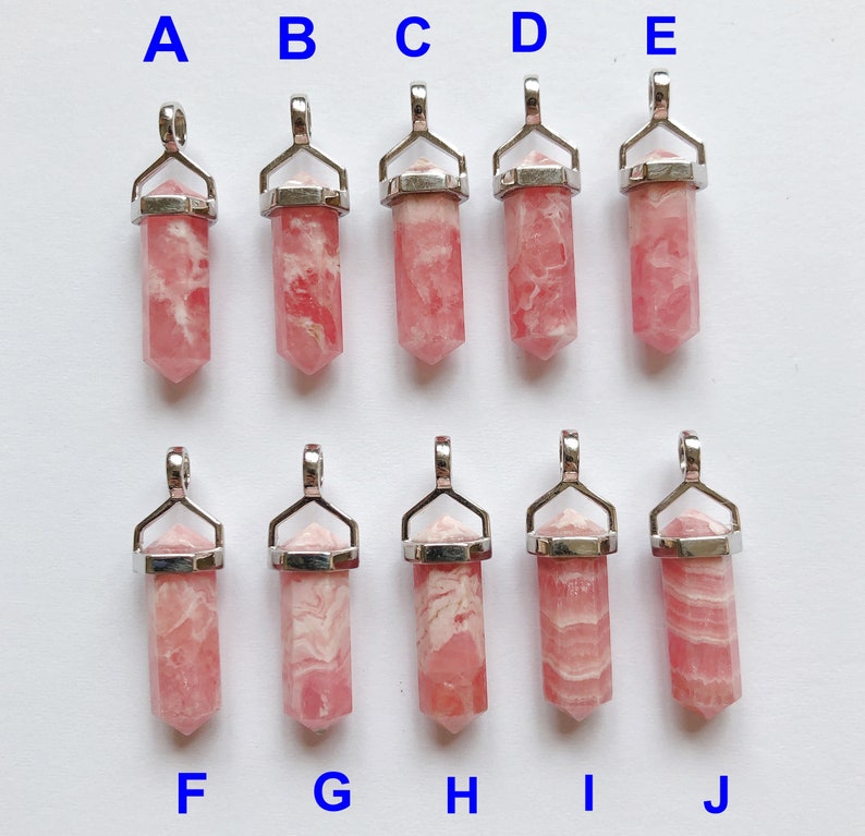 Pink Rhodochrosite Double Terminated Point Pendant set in 925 Sterling Silver Healing Crystal One Pendant G9243 image 3