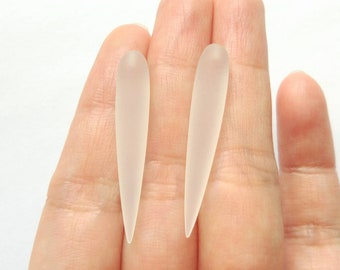 Frosted Rock Crystal Quartz Smooth Long Spike Icicle Drops 6x35 mm One pair E3787