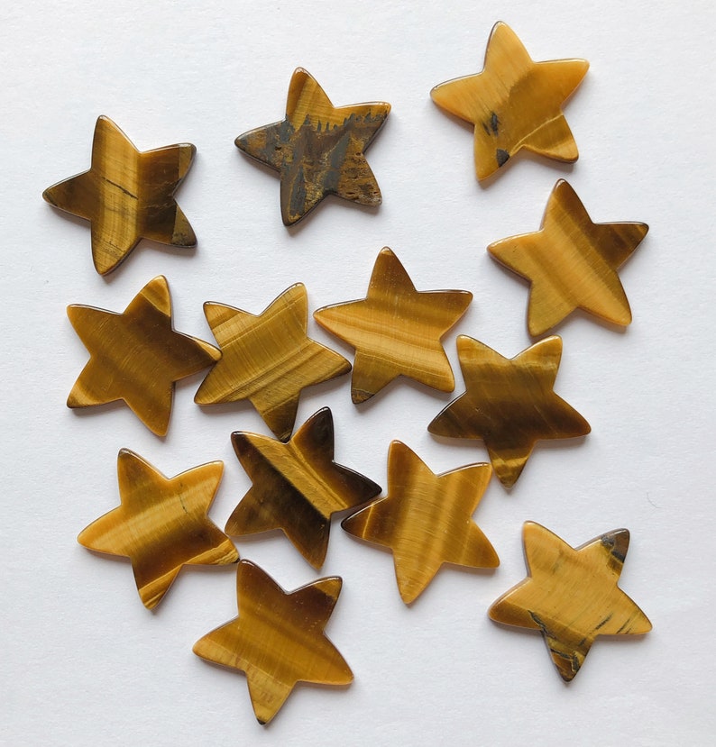 Yellow Brown Tiger Eye Flat Star shaped Pieces 21x22 mm One Pair or 10 Pieces C8472