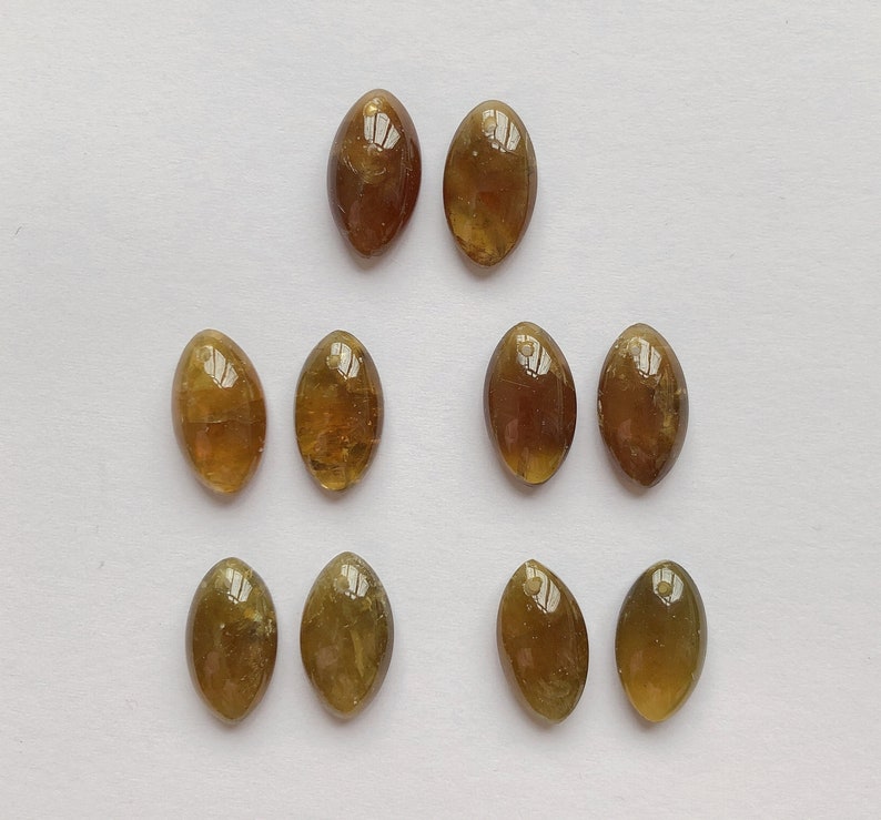 Olive Green Apatite Marquise Drops 10x17x6 mm with drilled hole and flat back One Pair Perfect for earrings J6978 zdjęcie 4