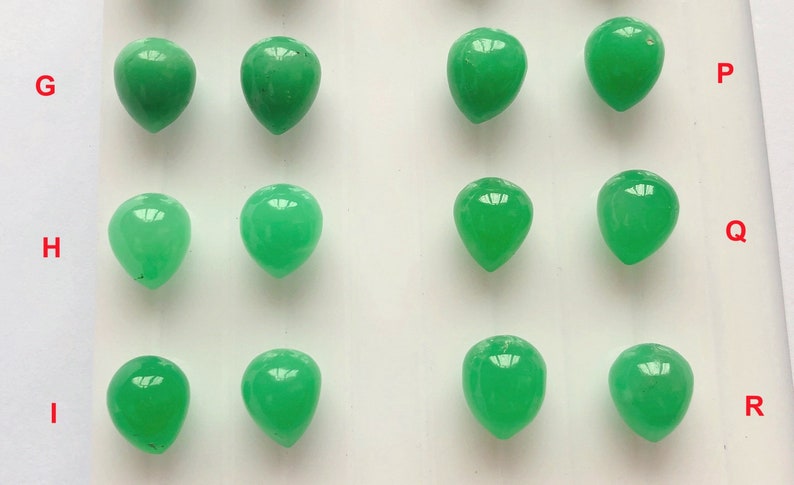Natural Green Chrysoprase Half top drilled Acorn Drops 10x12 mm One Pair F6143