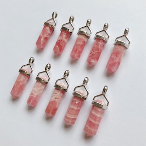 Pink Rhodochrosite Double Terminated Point Pendant set in 925 Sterling Silver Healing Crystal One Pendant G9243 image 5