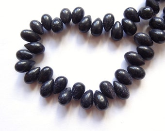 Starry starry Night Blue Goldstone Smooth Teardrop Briolettes HALF strand N2786