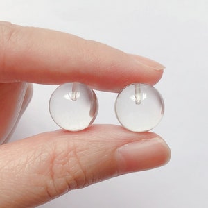 Clear Crystal Quartz Half Top drilled Smooth 12-12.5 mm, 13.50 mm, 14-14.5 mm, 15-15.50 mm Rounds One Pair E4422 E4764 image 2