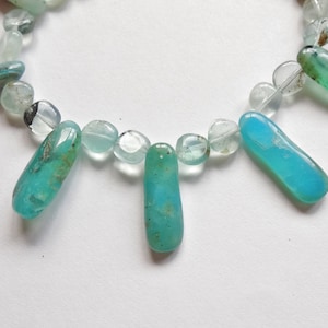 Natural Genuine Peruvian Blue Opal Freeform Jelly Mixed Shape Drops 16" strand K1439