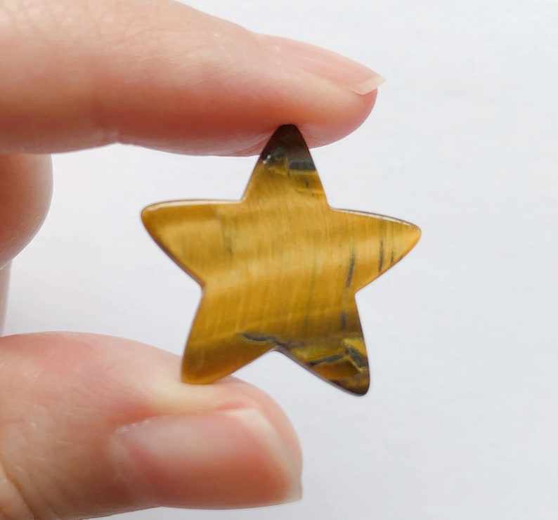 Yellow Brown Tiger Eye Flat Star shaped Pieces 21x22 mm One Pair or 10 Pieces C8472