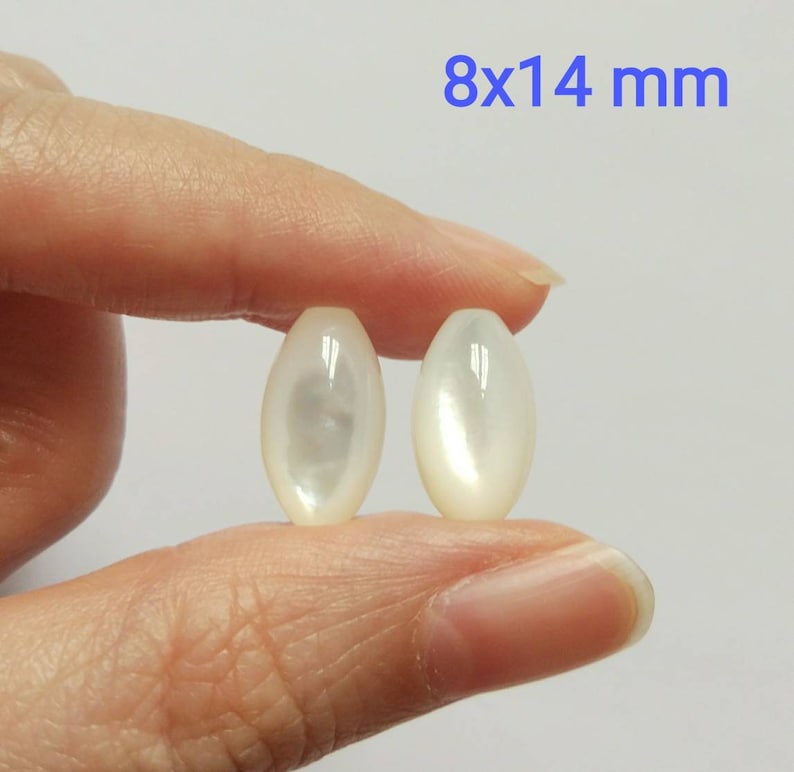 White Mother of Pearl MOP Smooth Half Drilled Berry Drops 10x32 mm One Pair F5513