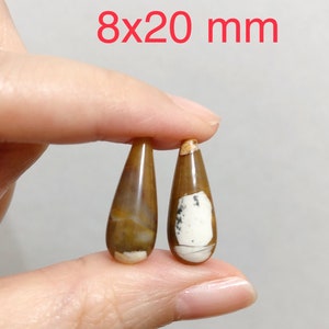 Brecciated Mookaite Half Top drilled Smooth Teardrop Briolettes 8x20 mm or 10x30 mm One Pair F3503 F3513 8x20 mm One Pair