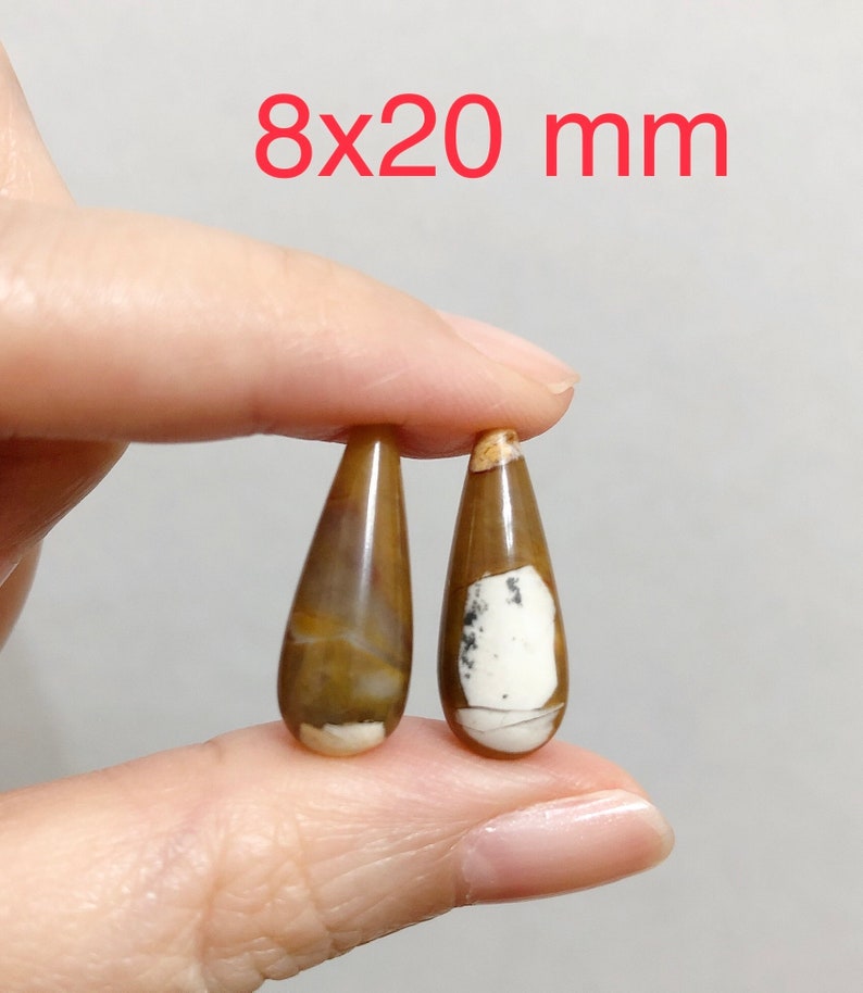 Brecciated Mookaite Half Top drilled Smooth Teardrop Briolettes 8x20 mm or 10x30 mm One Pair F3503 F3513 8x20 mm One Pair