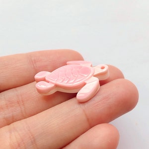 Pink Conch Shell Turtle Pink Queen Conch Hand Carved Sea Turtle Charm 20x25 Mm One Bead or One ...