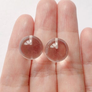 Clear Crystal Quartz Half Top drilled Smooth 12-12.5 mm, 13.50 mm, 14-14.5 mm, 15-15.50 mm Rounds One Pair E4422 E4764 image 3