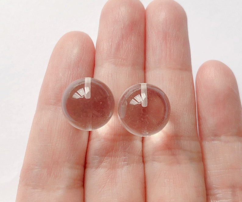 Clear Crystal Quartz Half Top drilled Smooth 12-12.5 mm, 13.50 mm, 14-14.5 mm, 15-15.50 mm Rounds One Pair E4422 E4764 image 3