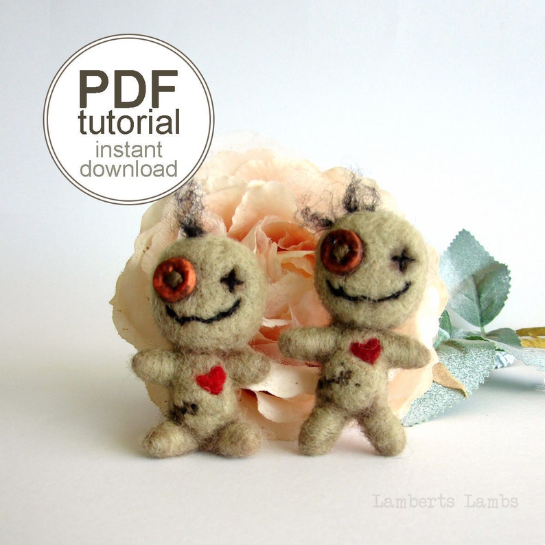 PDF Needle felting tutorial Voodoo Doll, Halloween Felt Pattern Digital Tutorial image 1