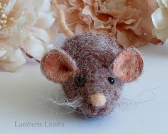 Scruffy Brown needle felted mouse,  Handmade wool mouse