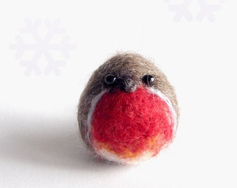 Needle felted Robin bird Christmas decoration