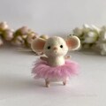 Handmade Needle felted Ballerina mouse in pink tutu product logo