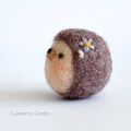 Small needle felting Hedgehog with flower product logo