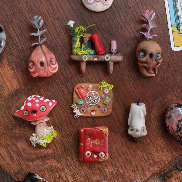 Witchy magnets, handmade from polymer clay