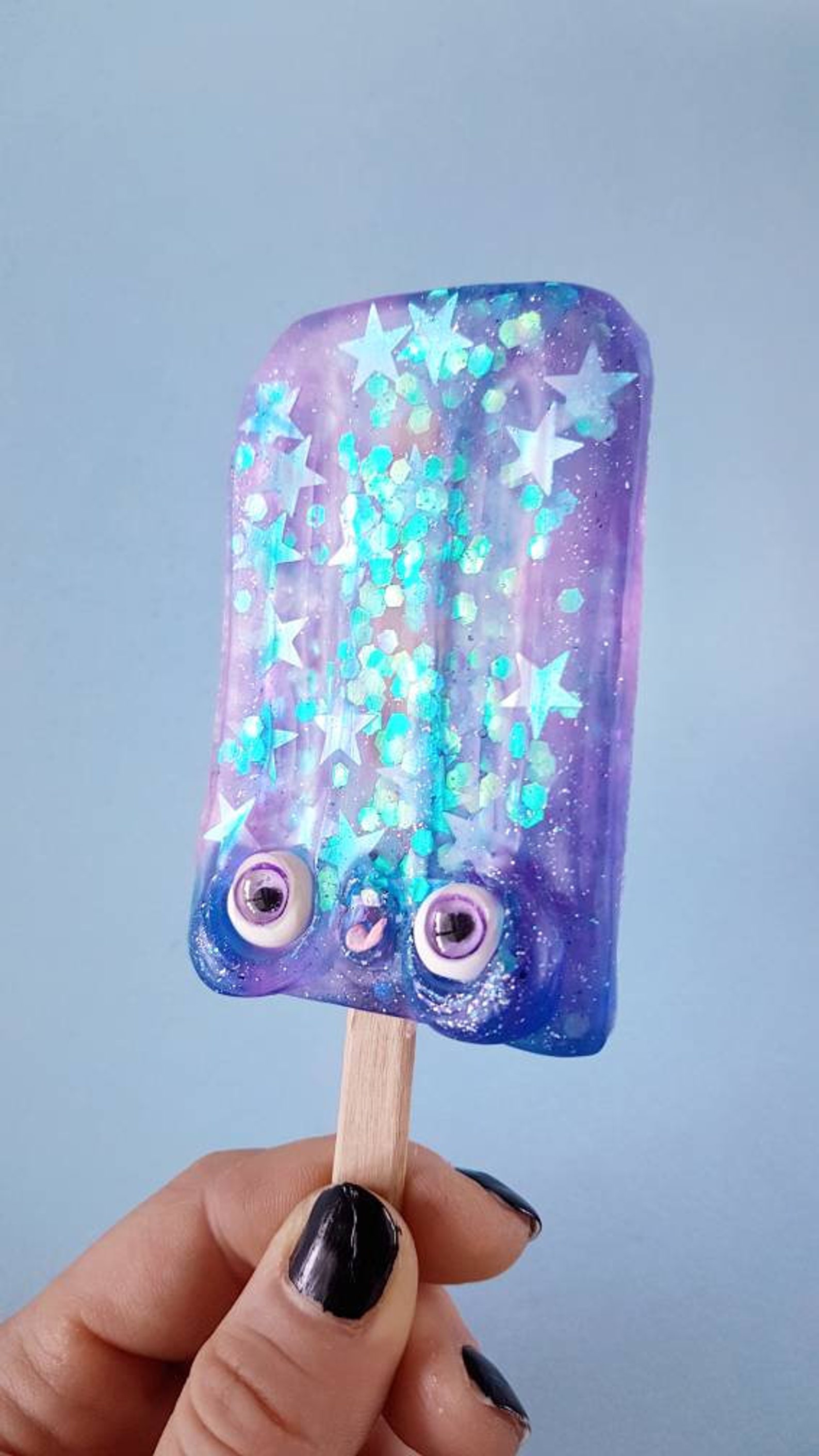 Galaxy popsicle spooky ice cream ooak handmade from resin | Etsy