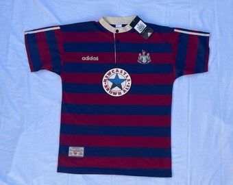 Maglia vintage del Newcastle United Adidas anni '90 / Maglia sponsor Brown Ale / Maglia da calcio retrò / Maglia da calcio a righe / Kit classico raro