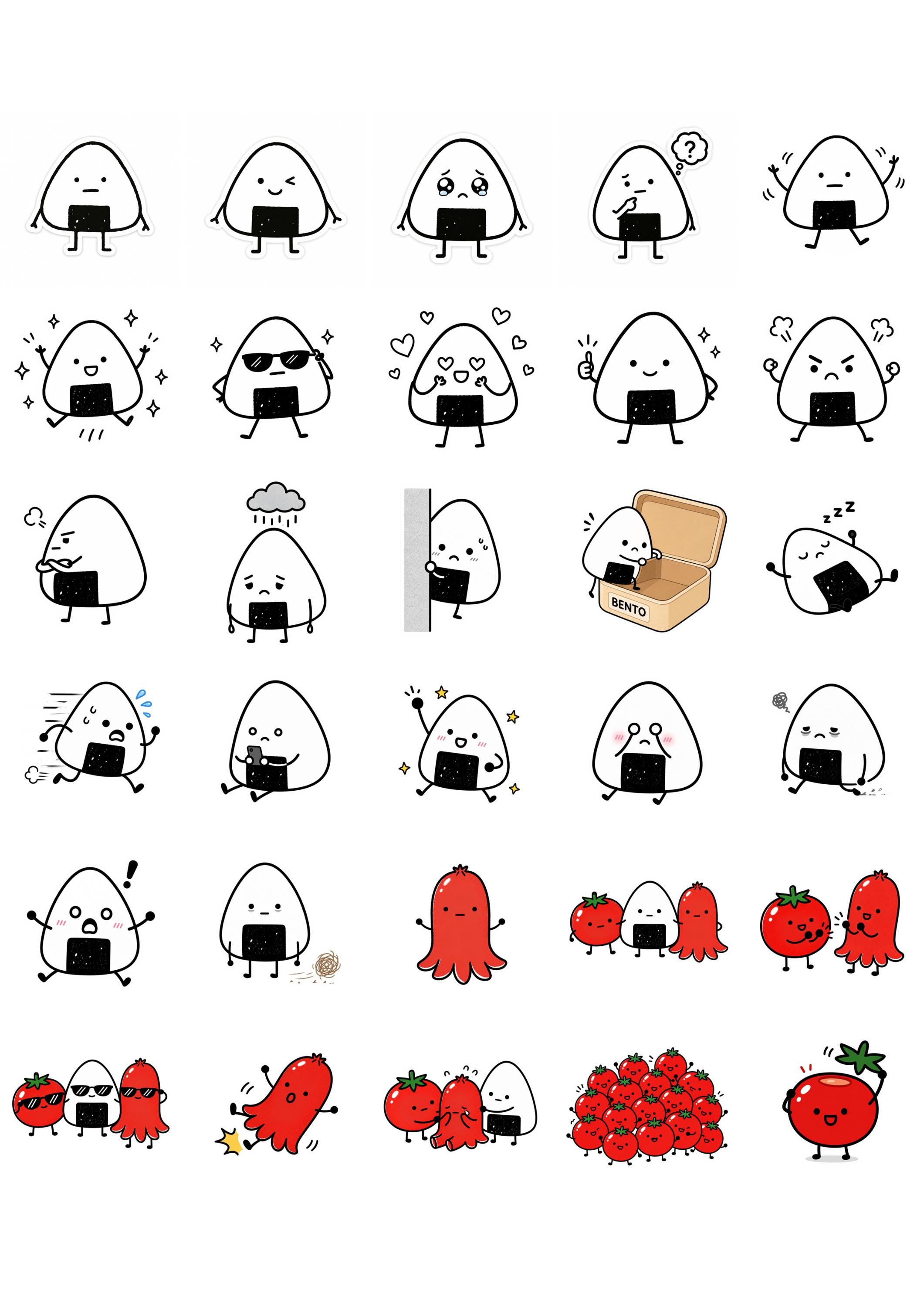 Cute Onigiri Sticker Pack | 30 Kawaii Food Stickers | Digital Planner ...