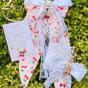 Bible Cover Bow - Peach/Cherries Set