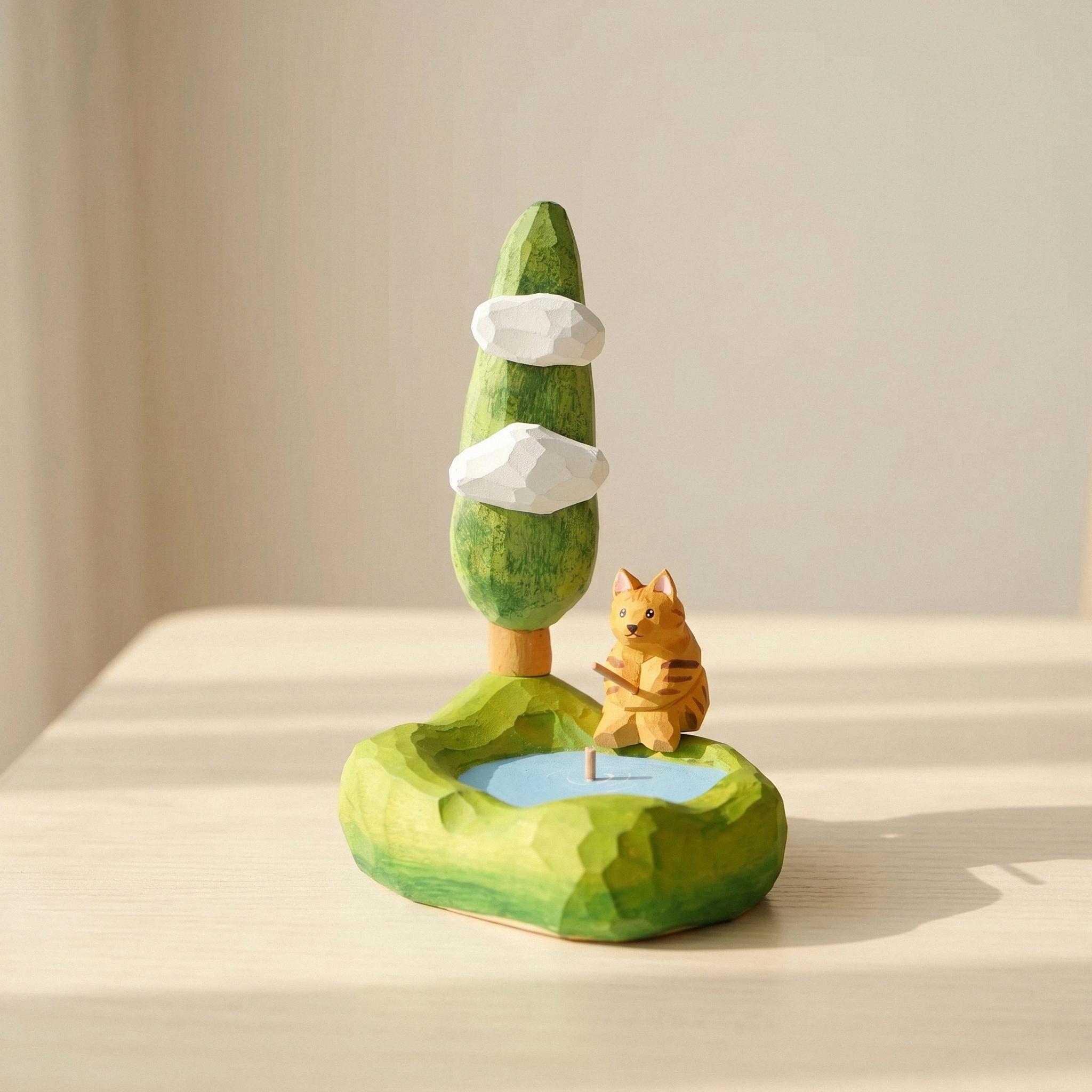 Cat fishing figurine - Etsy 日本