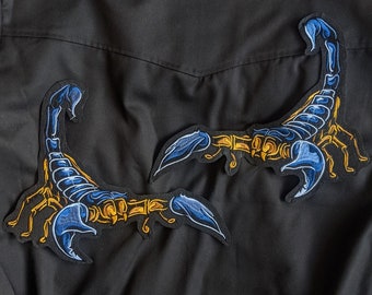 That's Gonna Sting // Scorpion Large Punk Back Patch Metal Set Embroidered Iron Sew On Applique Motif Craft Tattoo Cool For Jackets Him UK