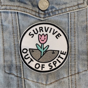 Survivor // DIY Embroidered Iron Sew On Patch Flower Growth Badge Mental Health Illness Meme Funny Applique Cute Sassy For Jackets Spite UK