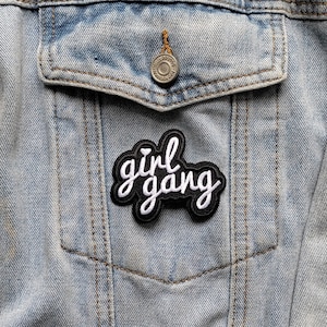 Girl Gang // DIY Feminism Patch Embroidered Iron Sew On Badge Craft Applique Cute Hen Party Sassy Best Friends BFF Matching for Jackets UK