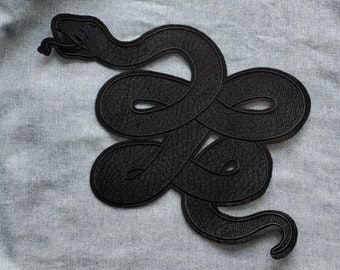 Black Mamba // Snake Large Back Patch Applique Embroidered Iron Sew On Patch Motif Gift Punk Metal Grunge Aesthetic Reptile Snakes Gothic UK