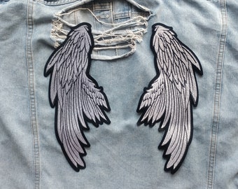 Angel // DIY Wings Punk Large Back Patch Embroidered Iron Sew On Applique Festival Gift Idea Grunge Craft Feathers Aesthetic For Jackets UK