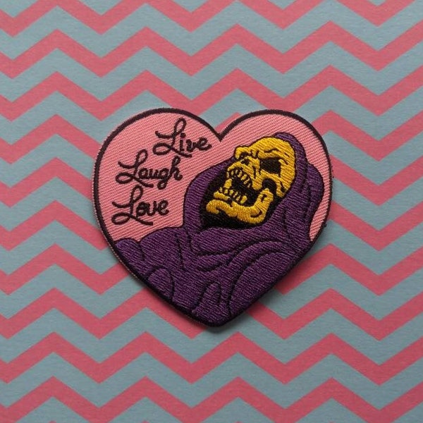 Skeletor inspirant / / Dessin animé Meme DIY écusson brodé fer à coudre en direct rire amour Karen citation applique badge Motif artisanal cadeau drôle x