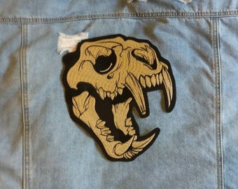 Bite size // Skull DIY Embroidered Iron Sew On Back Patch Cat Dinosaur Bones Gift Idea Creepy Cute Aesthetic Patches For Jackets In The UK x