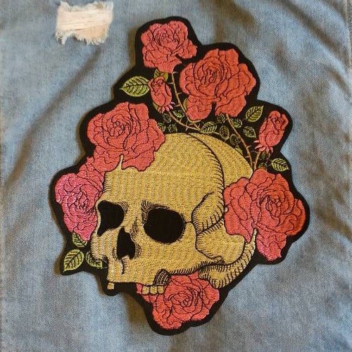 Skull Patches Red And White Embroidered Iron On Skulls By Ivamis Patches