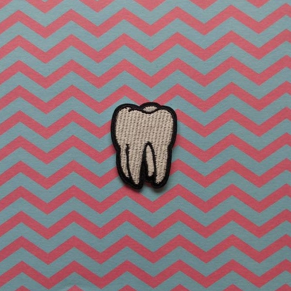 Molar Opposites // Tooth DIY Embroidered Patch Iron Sew On Applique Badge Motif Aesthetic Craft Creepy Cute Gift Teeth Gothic For Jackets UK