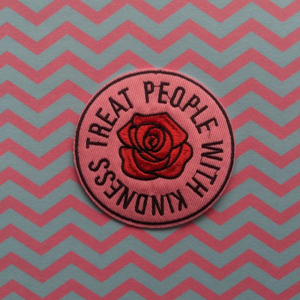 Be Kind // Rose DIY Embroidered Patch Iron Sew On Craft Cute Gift Idea For Jackets Kindness Floral Applique Motivational Inspirational In UK