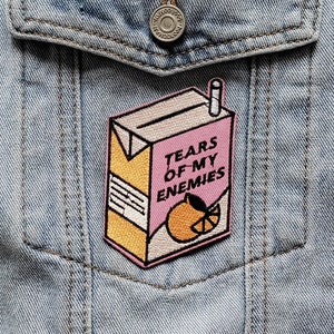 Freshly Squeezed // DIY Juice Box Applique Iron Sew On Embroidered Patch Aesthetic Badge Funny Tears Of My Enemies OJ Craft Drink Cute Gift