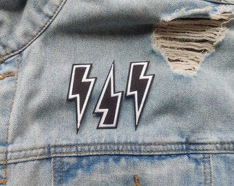 Thunderbolt // DIY Lightning Thunder Bolt Embroidered Iron On Sew Patch Craft Decorative Badge Gothic Applique Cool Small Tattoo Set Cute x