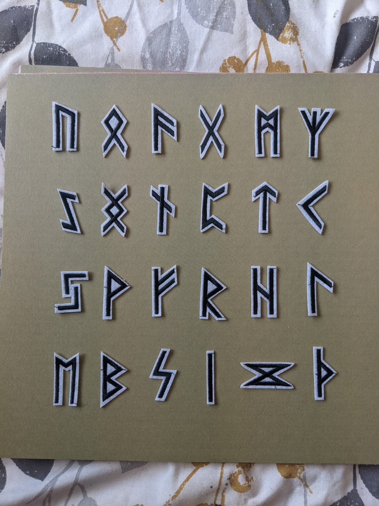 Viking Runes // Scandinavian The Elder Futhark Embroidered Iron Sew O…