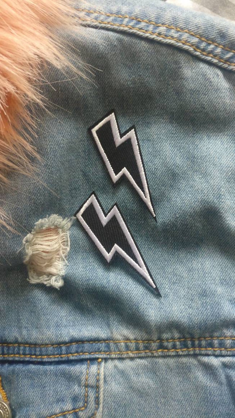 Thunderbolt // DIY Lightening Thunder Bolt Embroidered Iron On Sew Patch Craft Decorative Badge Gothic Applique Cool Small Tattoo Set Cute x 