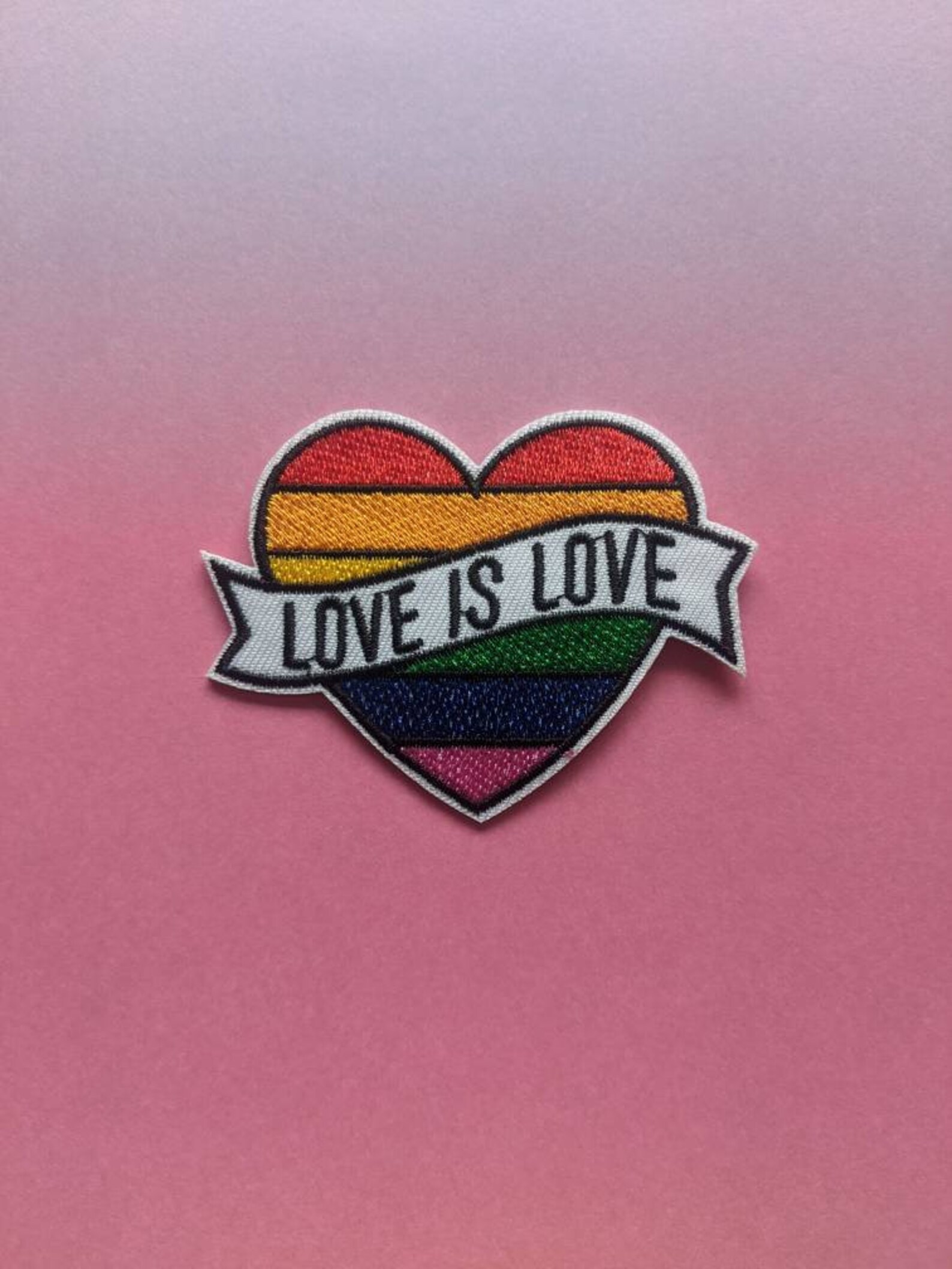 Love is Love // DIY LGBTQ Rainbow Heart Embroidered Iron Sew Etsy